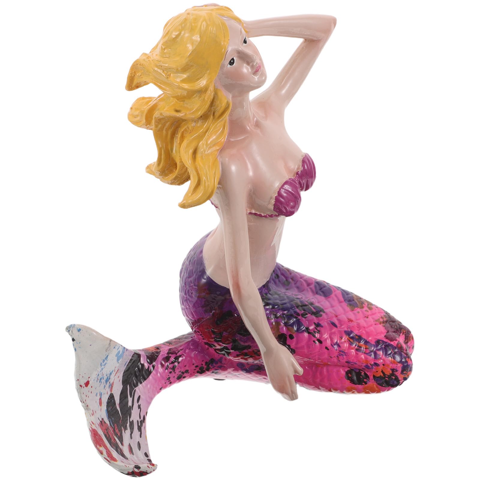 VICASKY Statue Décorative de Sirène en Résine pour Aquarium et Décoration de Piscine, Ornement Nautique Élégant Détails Raffinés, pour Intérieur et Extérieur