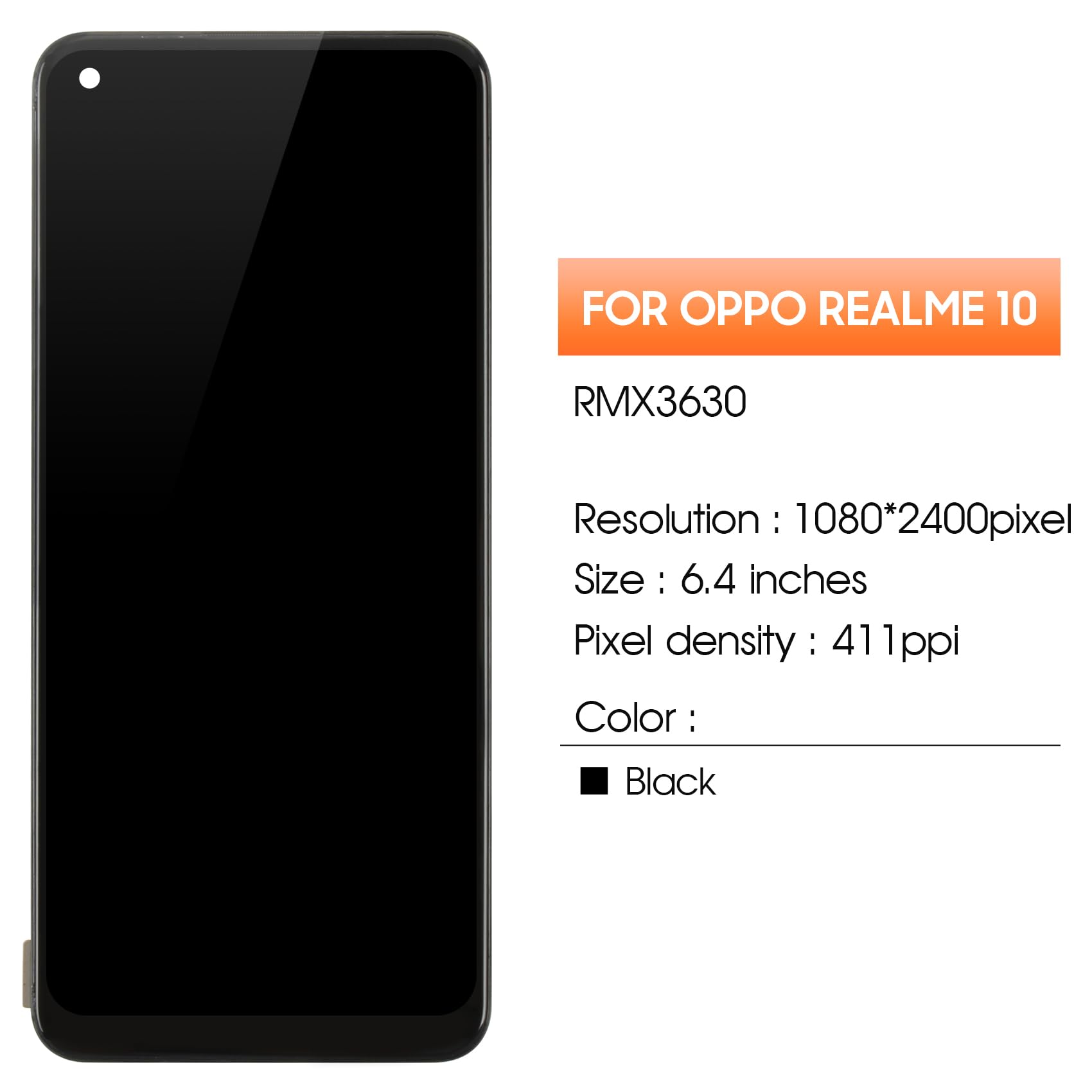 AGCUT Pantalla LCD para Realme 10 4G Pantalla LCD para Oppo Realme 10 4G RMX3630 6,4 Pulgadas Pantalla Digitalizer Touch Screen Asamblea Completa con Herramientas, Negro con Marco