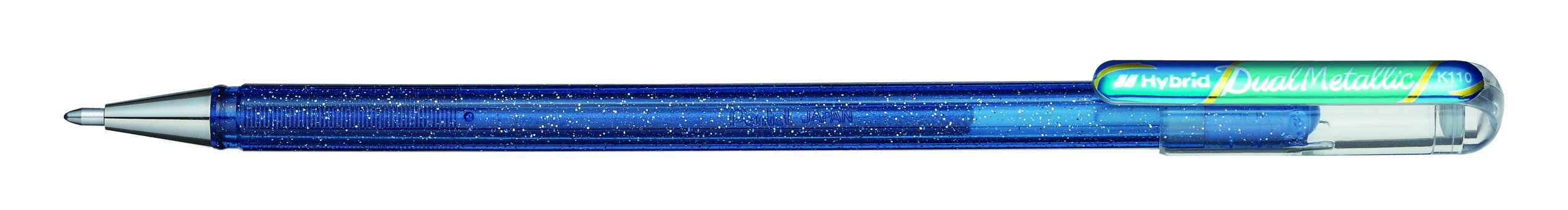 Pentel K110 Hybrid Dualmetallic Gel Rollerball, 1.0Mm Tip, /Metallic (Pack Of 12) Blue/Green
