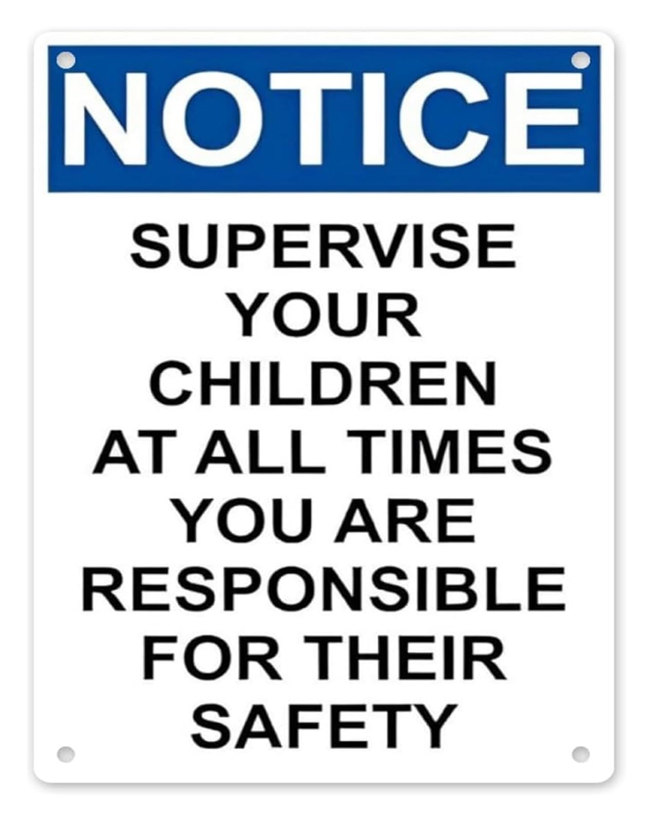 BYLSAGWHT Caution Supervise Minors At All Times You Are Responsible Metal Tin Sign 8 X 12 in Sign for Backyard Lawn Room