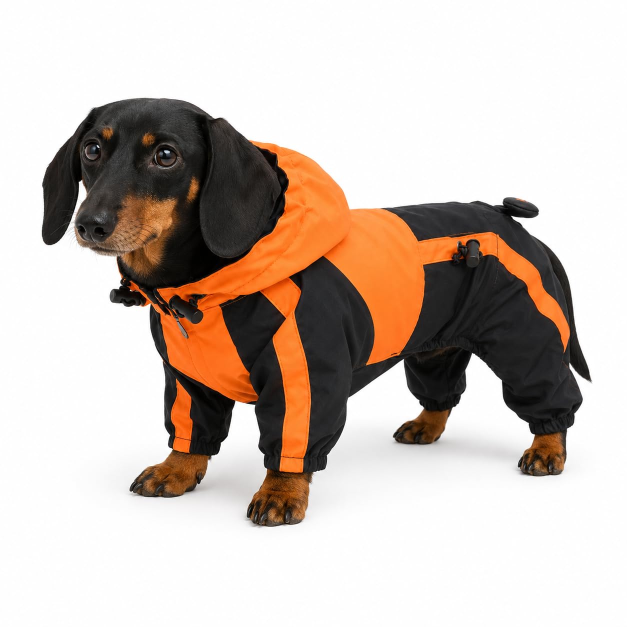 Lovelonglong Welsh Corgi Dog Hooded Raincoat, Dachshund Rain Jacket Poncho Waterproof Clothes with Hood Breathable 4 Feet Four Legs Rain Coats for Corgis Dachshund Orange D-S — image 1