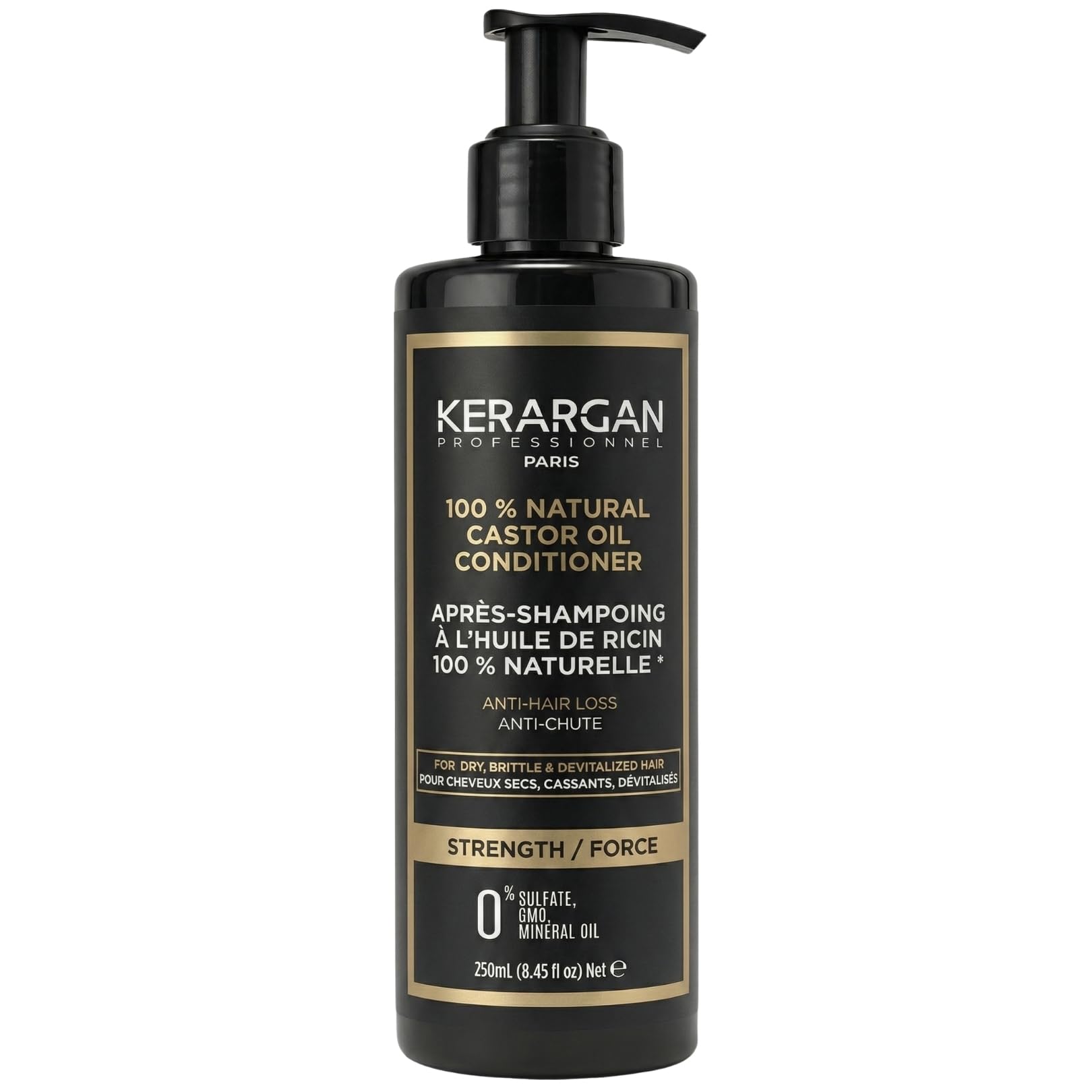 Kerargan - Hair Growth Castor Oil Conditioner - Detangling & Nourishing for Dry and Brittle Hair - Enriched with Keratin & Argan Oil - Sulfate-Free, GMO-Free, Mineral Oil-Free - 250ml