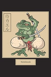 Vintage Samurai Frog Notebook: Japanese horoscope Classic wood encraving Style Notizbuch Aesthetic Blank Sheet Book 6x9 (German Edition)