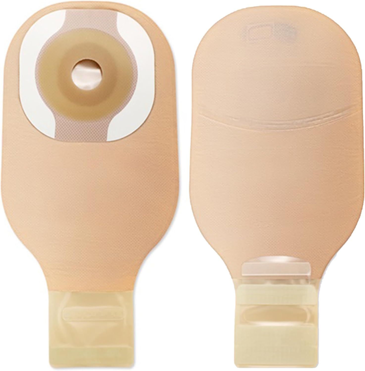 Hollister 8935 CeraPlus Flat 1-Piece 12” Drainable Ostomy Pouch, Pre-Sized 1-3/8” Opening, Beige with Viewing Option, 10 Pack
