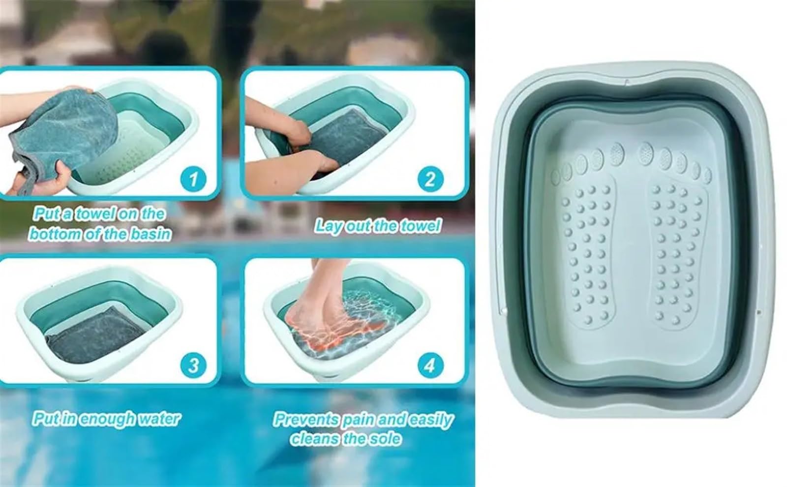 Cubo Plegable Para Remojo De Pies Cubo plegable for remojo de pies, lavabo baño for , plástico portátil for Camping, cocina, fruta, exterior, 2 uds(Grey)