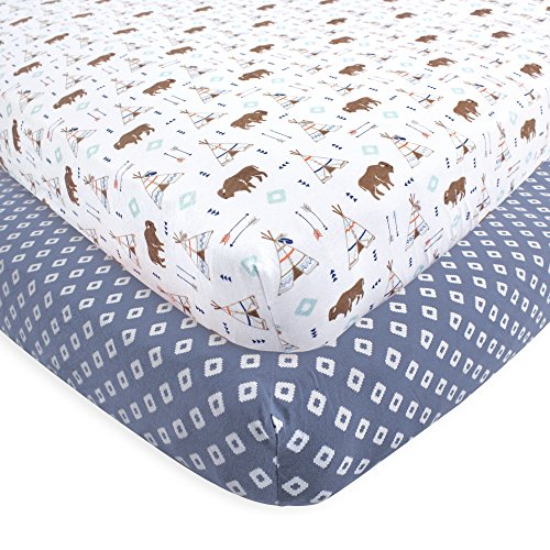 Image of Hudson Baby Unisex Baby Cotton Fitted Crib Sheet, Teepee, One Size