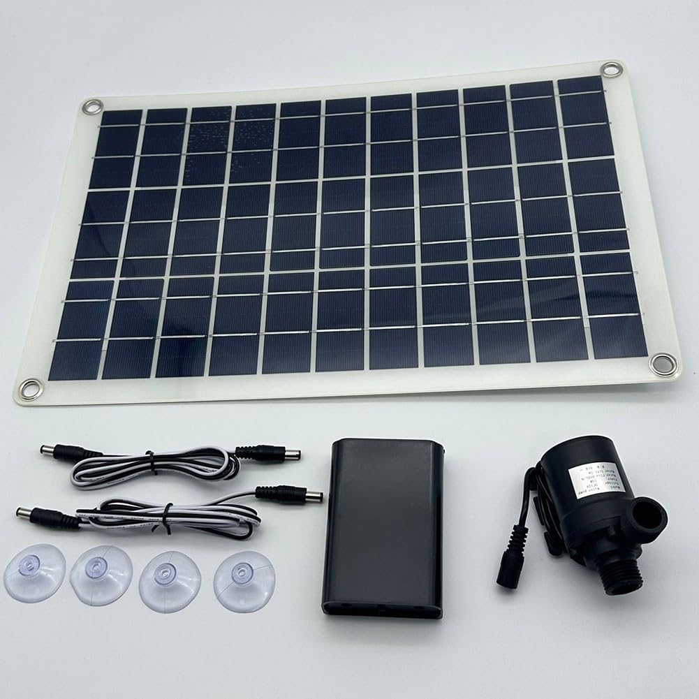 Kit de pompe à eau solaire 50 W avec débit de 800 L/h et élévation de 5 m, pompe de fontaine pour bassin de jardin avec panneau monocristallin pour cascade, aquarium, circulation et alimentation de
