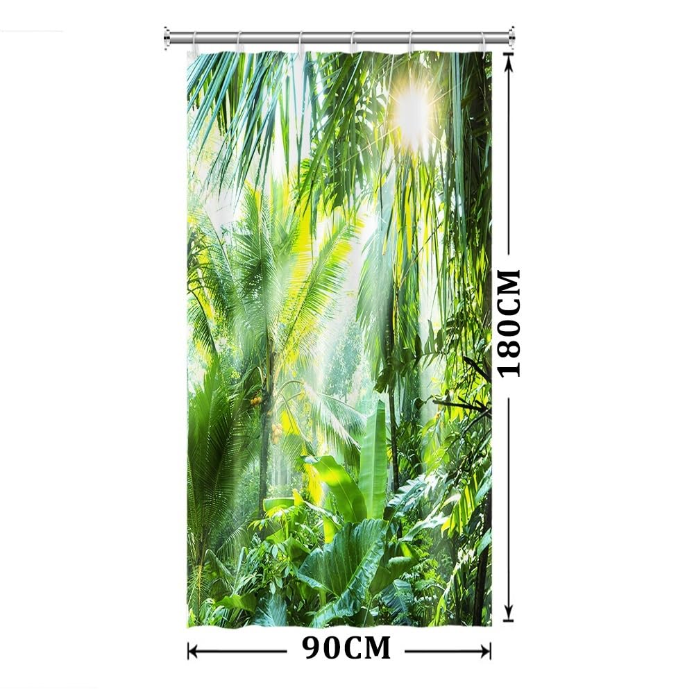 Uiiooazy Cortina de Ducha de Hoja Eucalipto, Cortinas de Ducha Verde Oro Abstracto Planta Cortinas de Baño Antimoho Impermeable Lavable Tejido de Poliéster Cortina Ducha con Ganchos 90x180cm — view 168