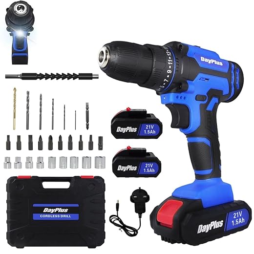 21V Cordless Drill Set with Batteries