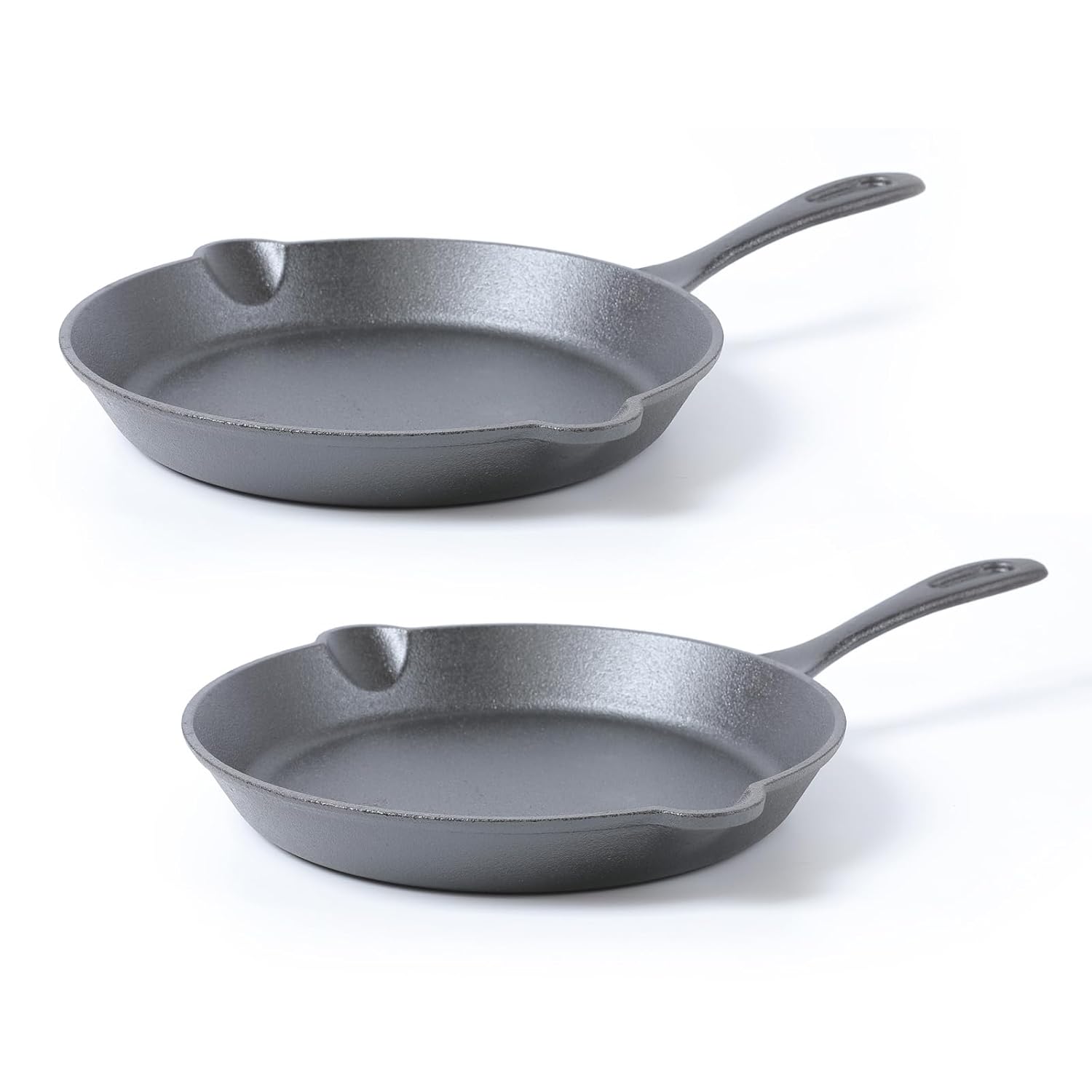 HAWOK Cast Iron Skillet Round Fry Pan with Handle Cover Dia 10 inch Set of 2 Pre-seasoned