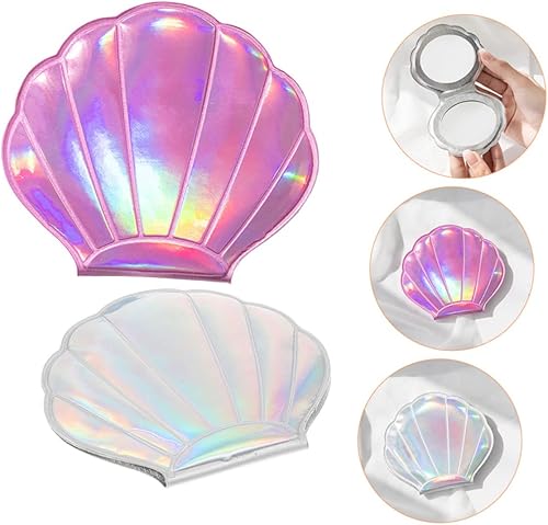 Miniatura 8 de Beatifufu 10 piezas Shell Maquillaje Espejo Shell Espejo Compacto Espejo de Bolsillo Maquillaje Espejo de Mano Compacto Espejo de Mano Plegable Mini
