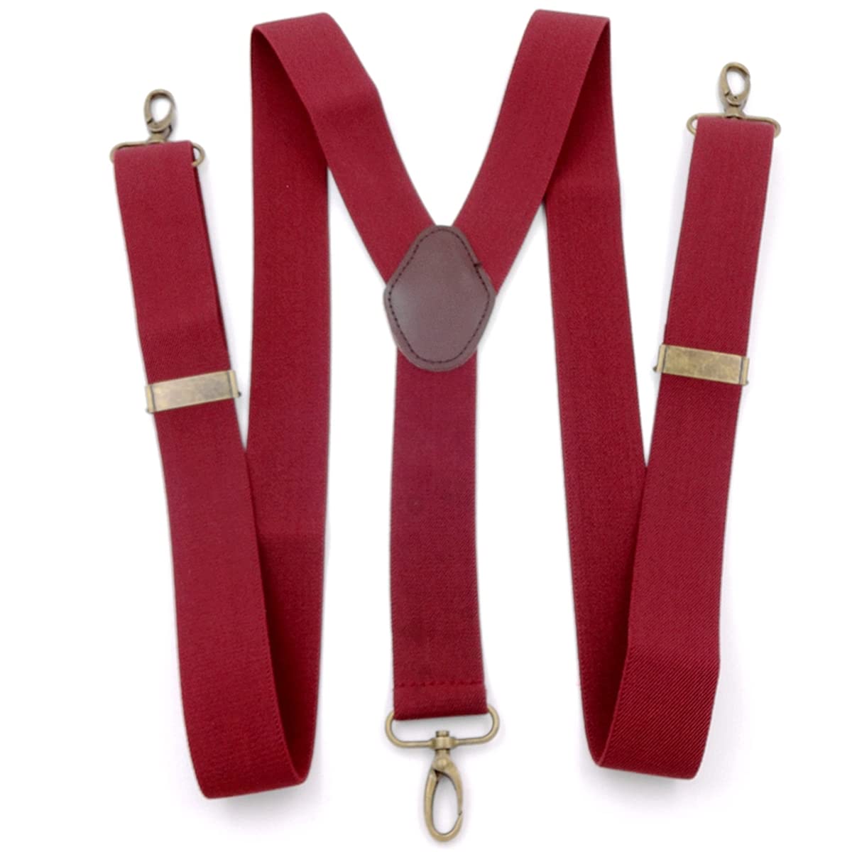 Tirantes sólidos Ajustables para Hombre, Tirantes de 1,4 Pulgadas con Forma de Y y 3 Ganchos de Metal for Hombre, Correas elásticas Ajustables Estilo Retro(Red)