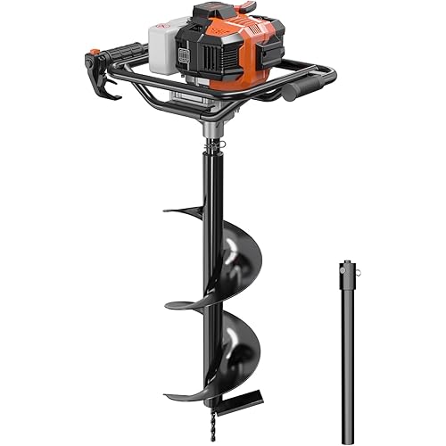 WORKIT 52CC Post Hole Digger, Auger Post Hole Digger Easy Start, 2-Cycle Xtreme Engine, Gas Powered Earth Auger with 8" Auger Drill Bit, 20" Extension Rods, EPA Certification, for Farmland, Garden