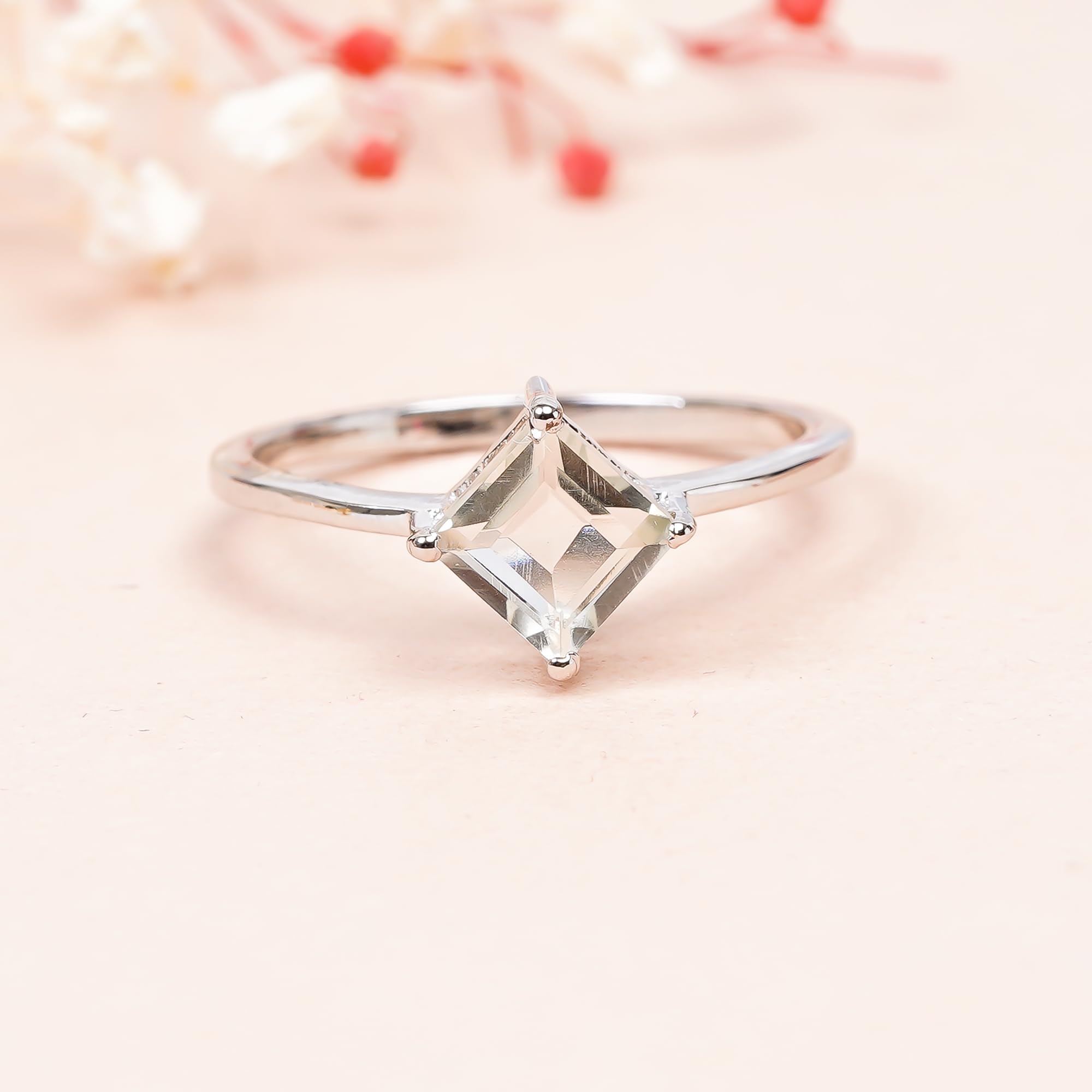 Grüner Amethyst-Ring, 925er Sterlingsilber, Ring für Damen und Herren, zarter, stilvoller Verlobungsring, natürlicher Edelstein, Statement-Ring, handgefertigter Boho-Ring, R-126-24-P