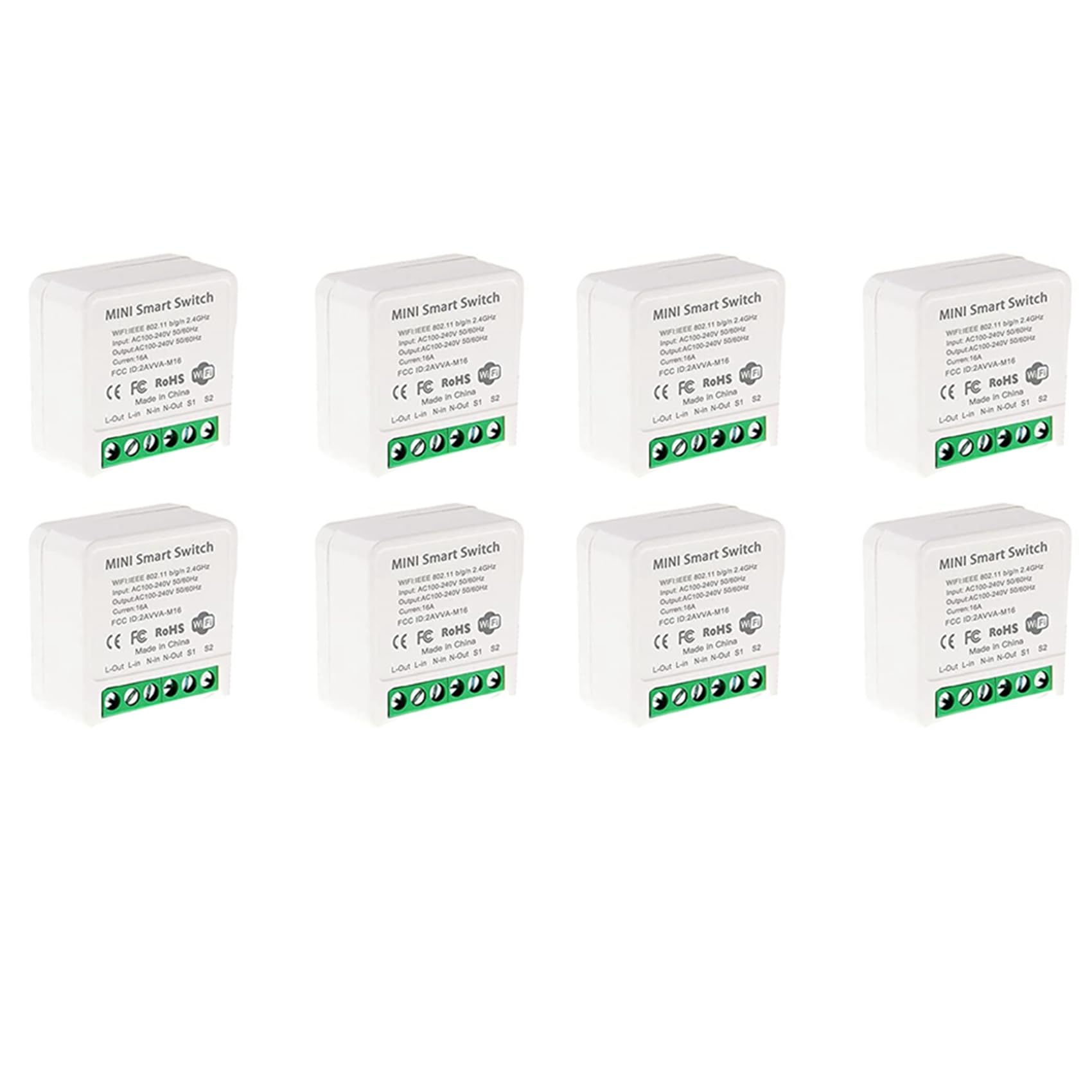 Hfgdnchva Light 8X Mini Smart Wifi Relay Switch, Diy Timer Switch Module Smart Life/Tuya Application, Wireless Remote Control