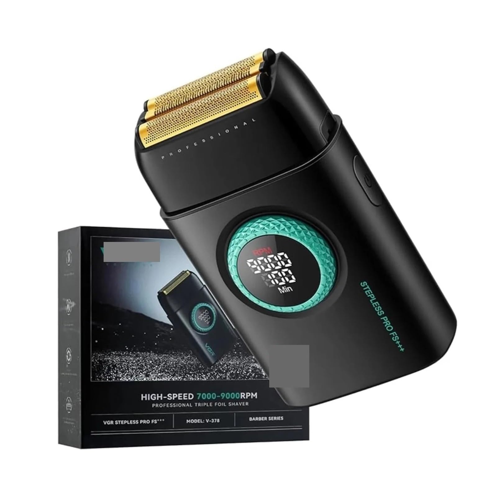 Adatto per rasoio elettrico professionale da uomo – Regolabarba portatile con motore alternativo da 9000 giri/min e display (BIack)