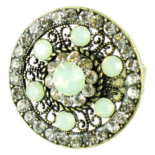 Anillo de ópalo redondo cristales transparentes alta joyería vintage