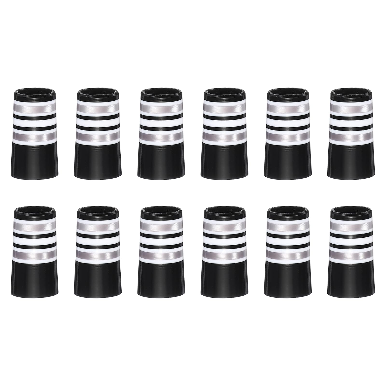 YELARXI Golf Ferrules, 25 mm Taper Tip Shaft Golf Iron Ferrules Durable CAP Shaft Tip Protector Replacement 12 Pcs & Silver & 0.37"-Fitting for Club Repair and Maintenance