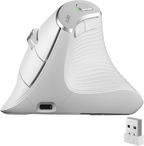 Mouse vertical inalámbrico, mouse ergonómico avanzado que reduce la tensión muscular, 2400 DPI, recargable USB C, conexión de 3 dispositivos