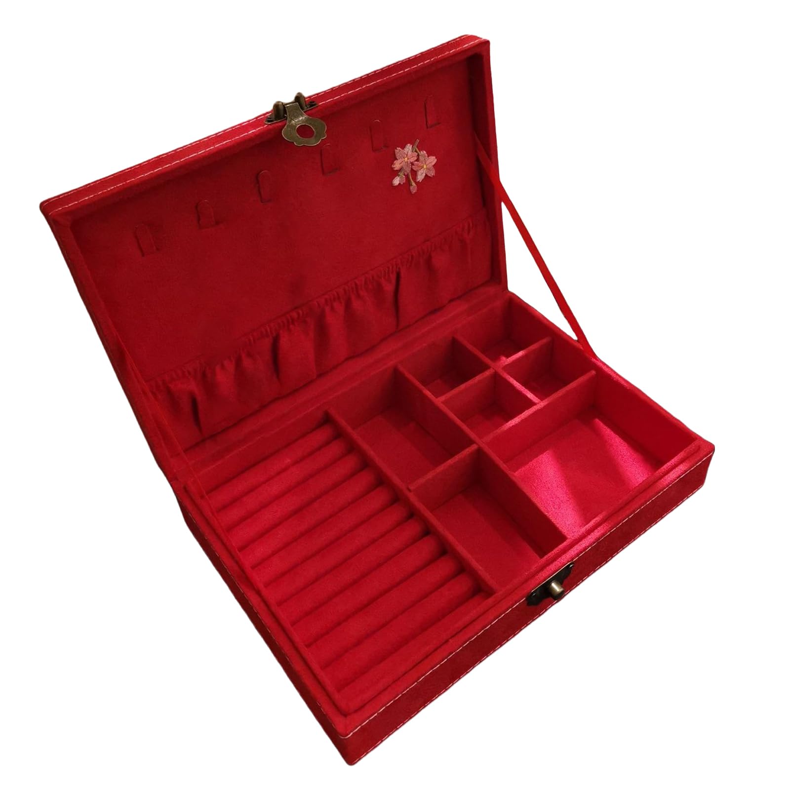 Linvimia Chinese Jewelry Storage Box Stylish Jewellery Organizers with Embroidery Necklace Rings Earrings Container Necklace and Organizers