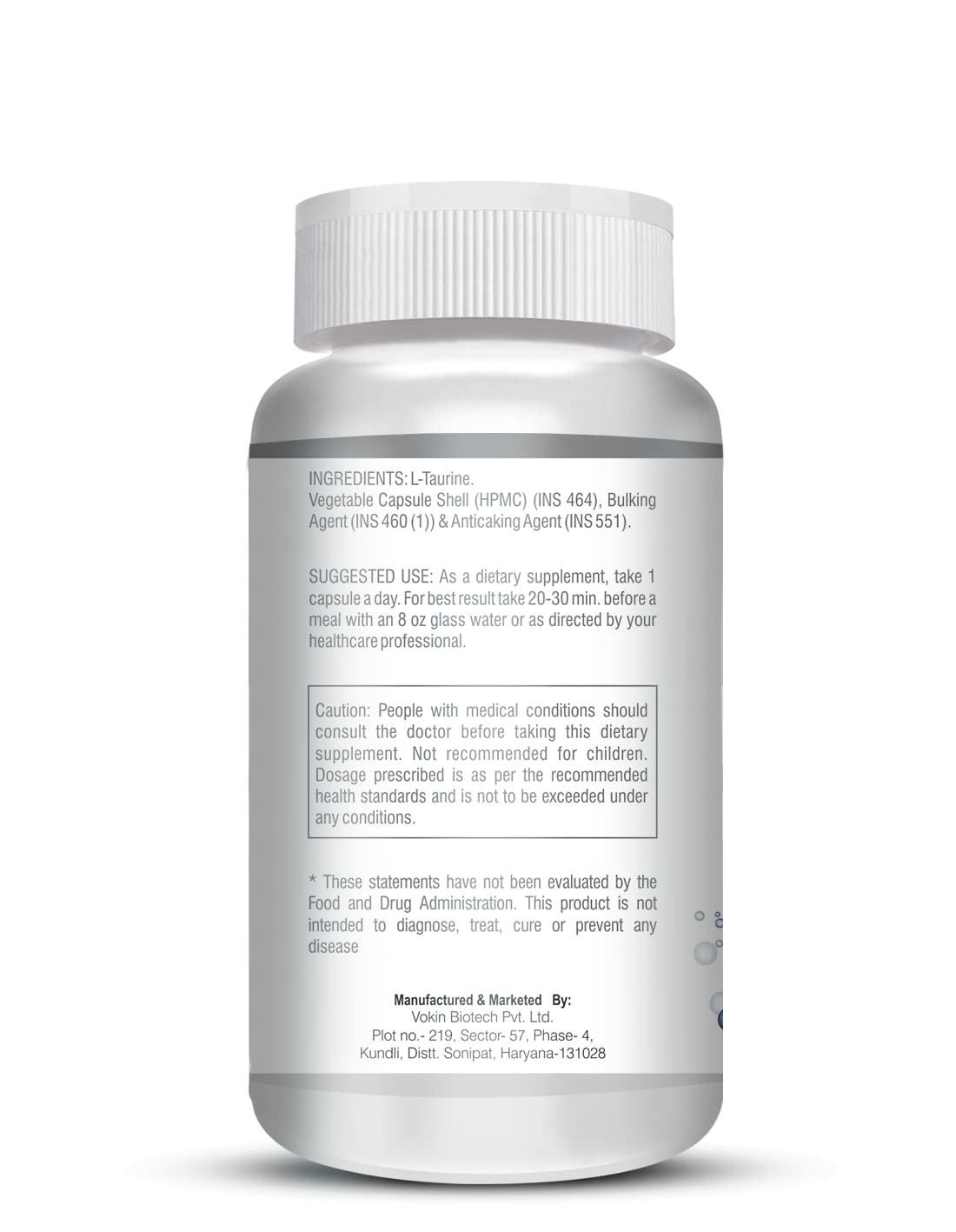 Vokin biotech L-Taurine - Amino Acid Supplement - 500mg (90 capsules) - Image 2 thumbnail