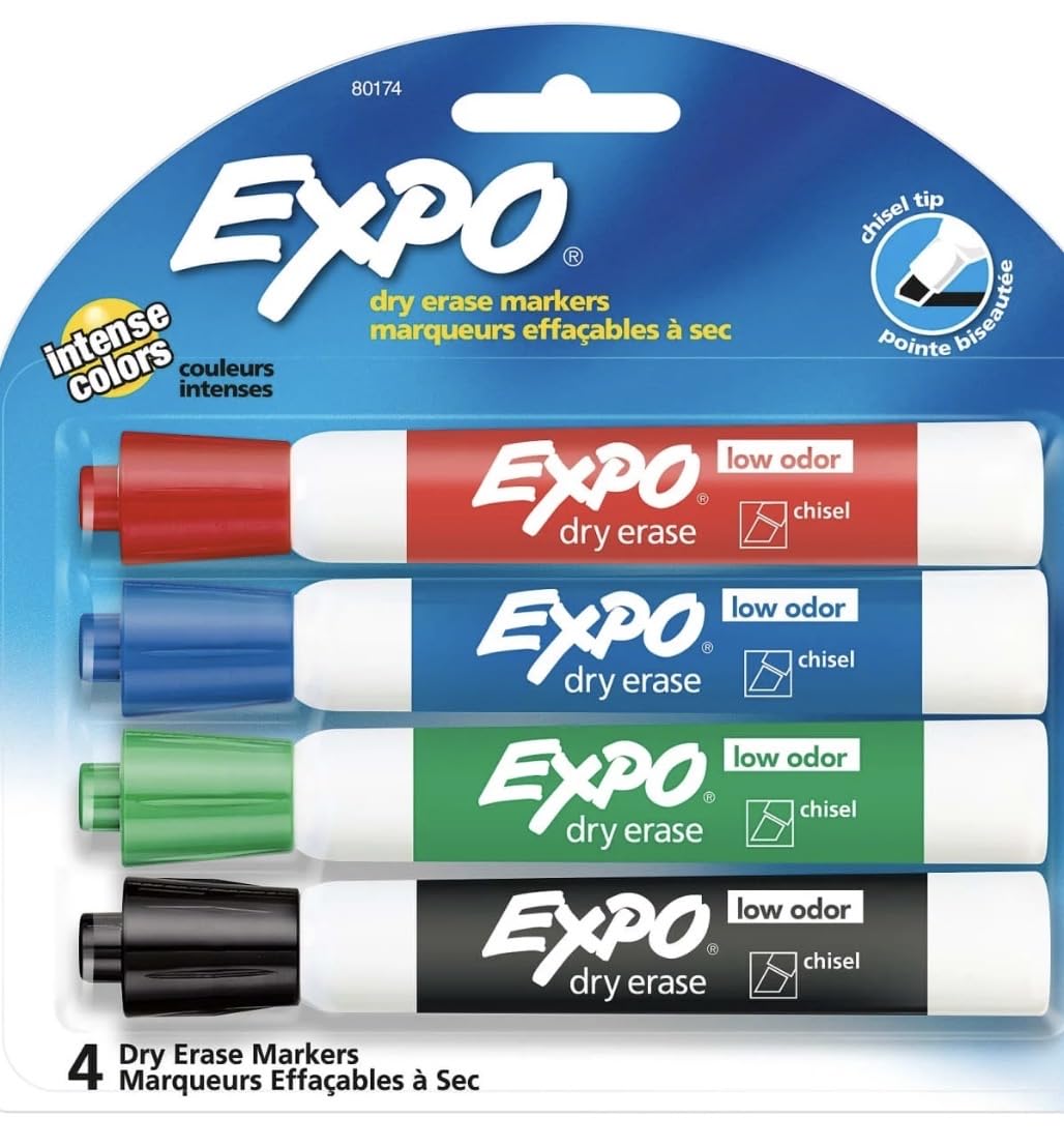 Sanford 80174 Low Odor Expo Dry Erase Markers 4 color set (Pack of 4)