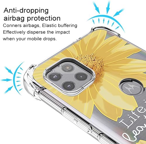 Miniatura 5 de Osophter Funda para Moto One 5G Ace con flores transparentes para niñas y mujeres, esquinas reforzadas, TPU absorción de golpes, flexible para