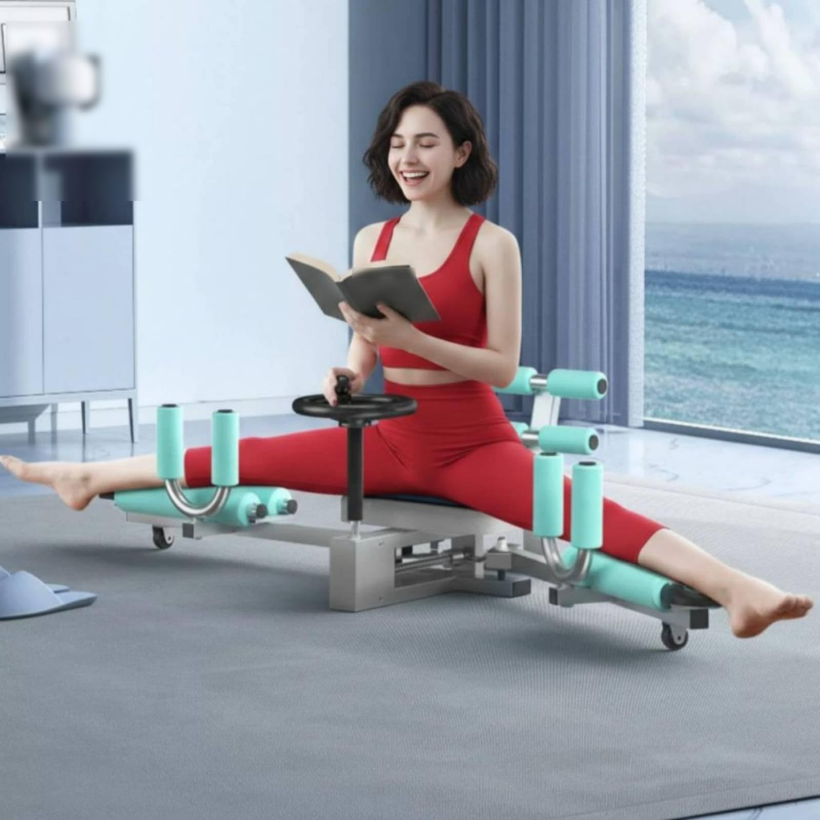 KESOTO Stretching Equipo de Estiramiento Máquina de Piernas Banco para Apertura Entrenador de Cadera con Asiento Acolchado y Apoyos de Espuma Apto para Calentamiento en Casa Estudio Clubes Deportivos