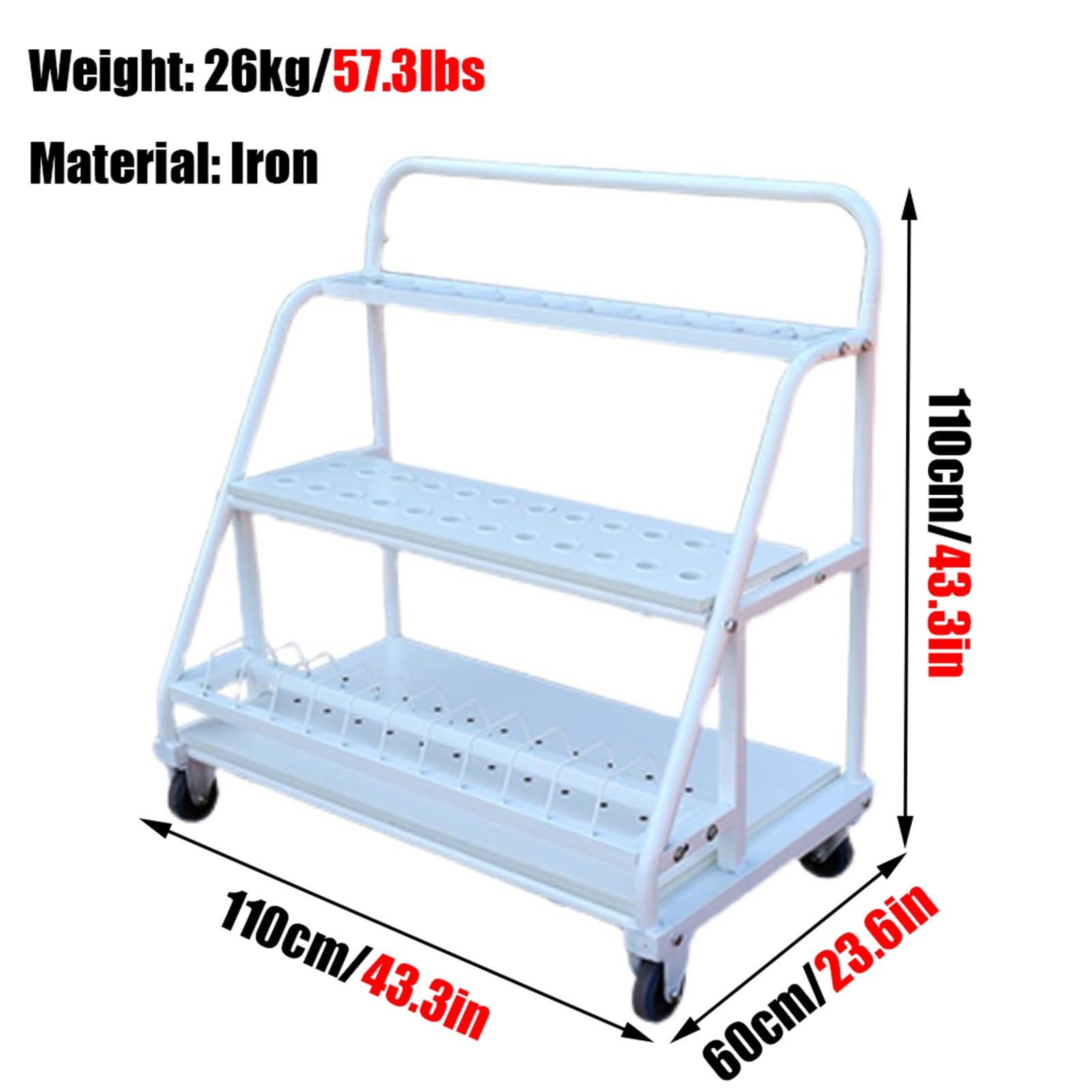 Track and Field Training Equipment Transportation Mobile Cart for Outdoor Sports Playgrounds, Multi-Functional 3-in-1 Throwing Equipment Combo Rack for Shot Put/Javelin/Discus Storage
