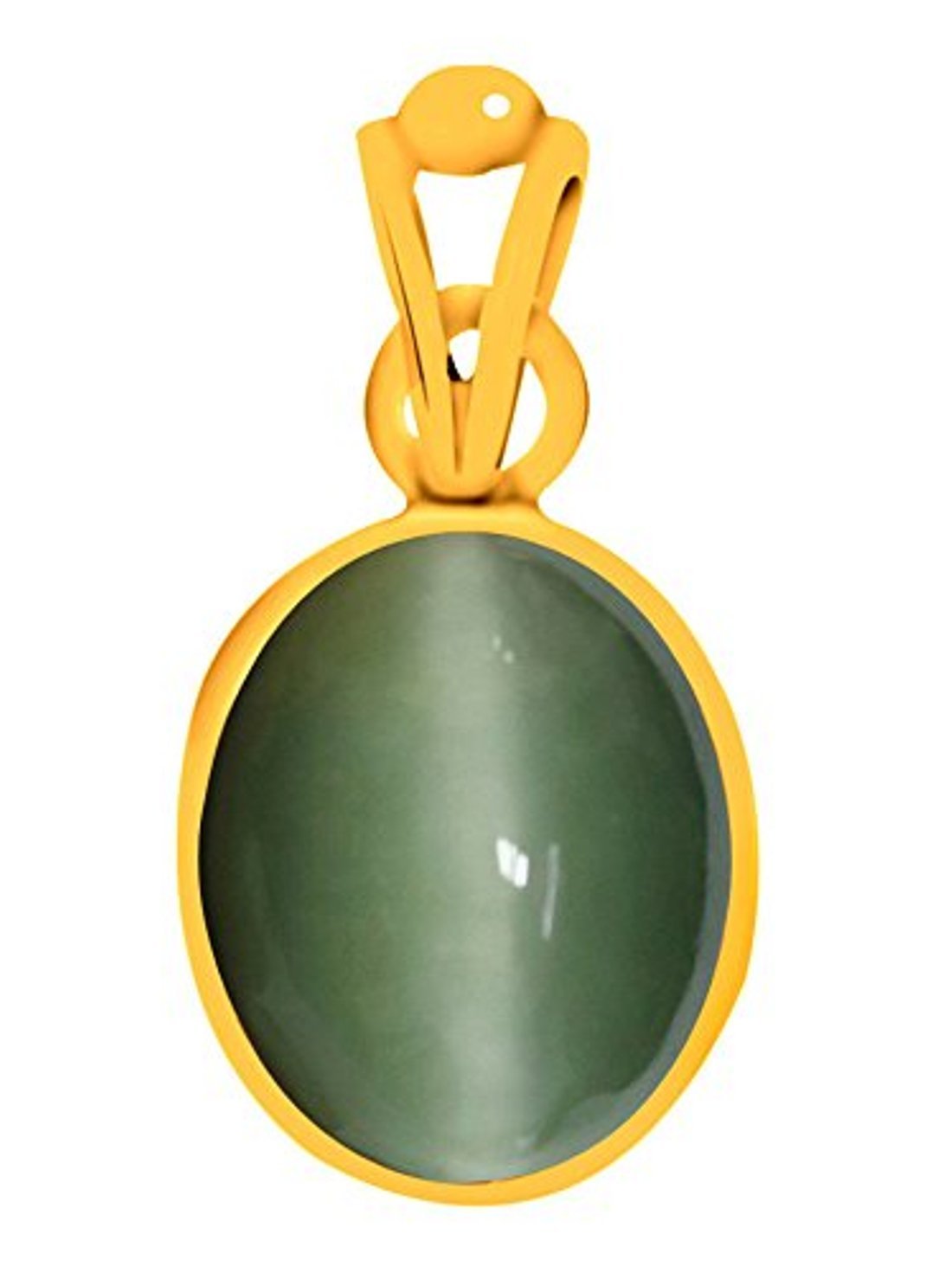 Cat's Eye 5.50 ct. 6.05 Ratti Green Cat's Eye Lehsunia Natural Gemstone ashtdhatu pendant
