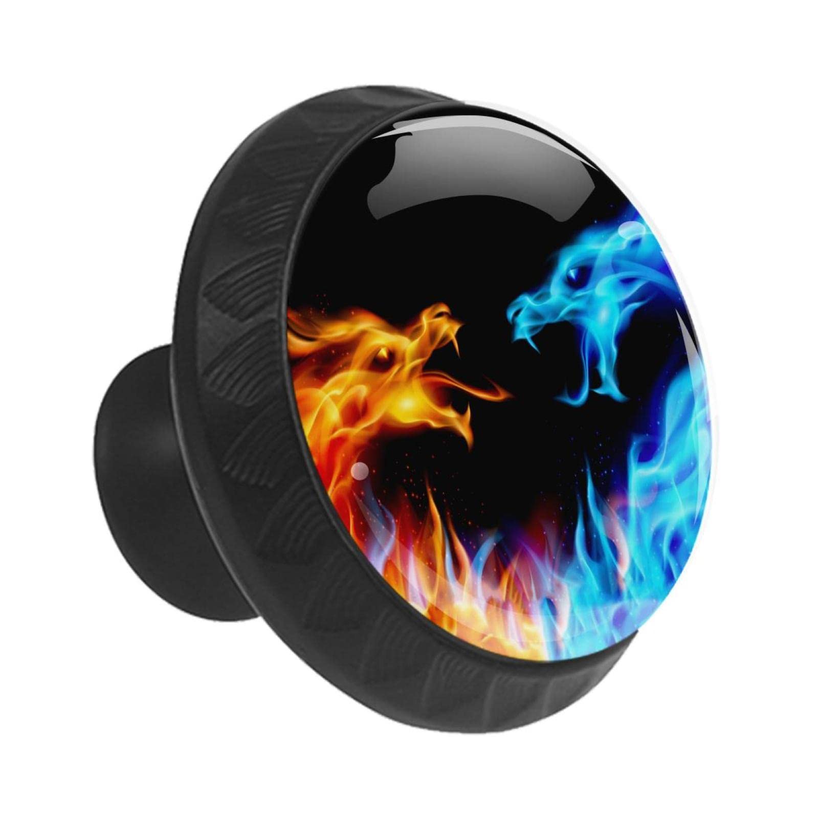 Poignées de cuisine moderne Dragon Art bleu orange flamme pour placard