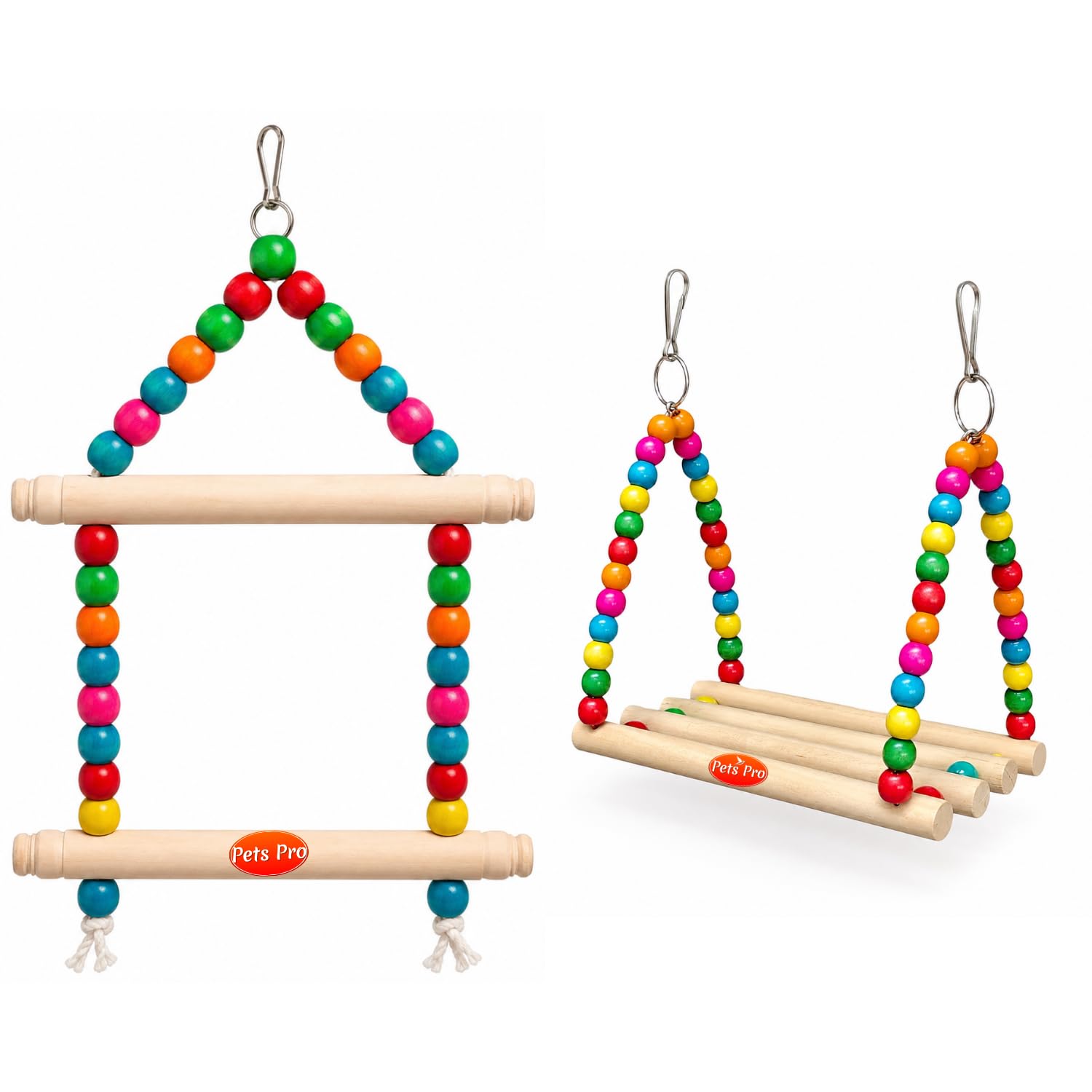 Pets Pro Wooden Swings for Birds Colour Full Chain Swing, Pet, Bird, Parrot, Parakeet, Budgie, Cockatiel Cage Hammock Swing Toy Hanging Toy-image-15