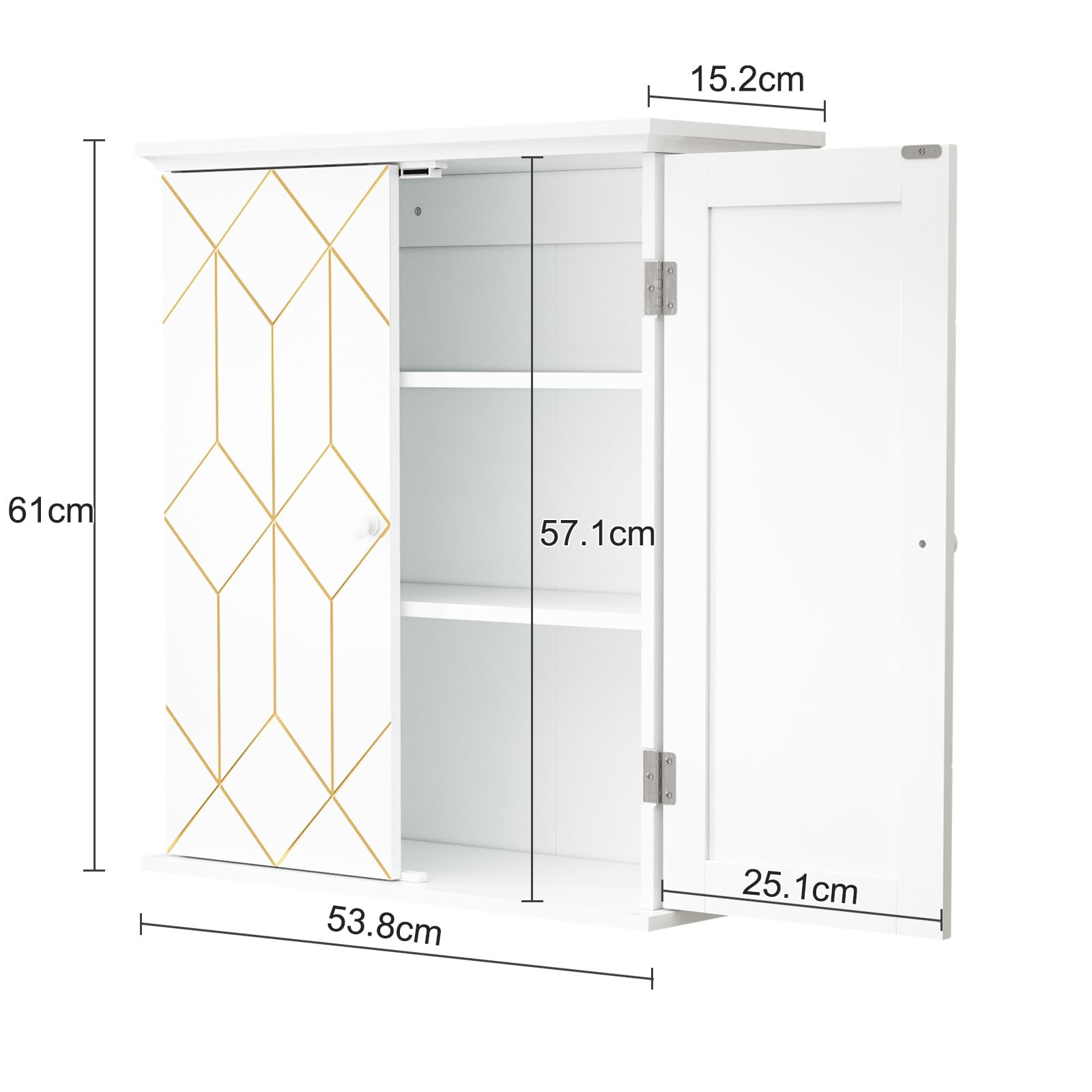 HOLTICO Armoire à pharmacie suspendue - Armoire murale de salle de bain - Armoire murale avec étagère réglable - Blanc - Armoire autonome pour cuisine, salle de bain, chambre à coucher