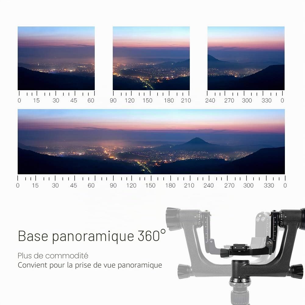 SIRUI PH-10 Tête de trépied à cardan 360° en Fibre de Carbone avec Plaque Rapide Arca-Swiss 1/4"