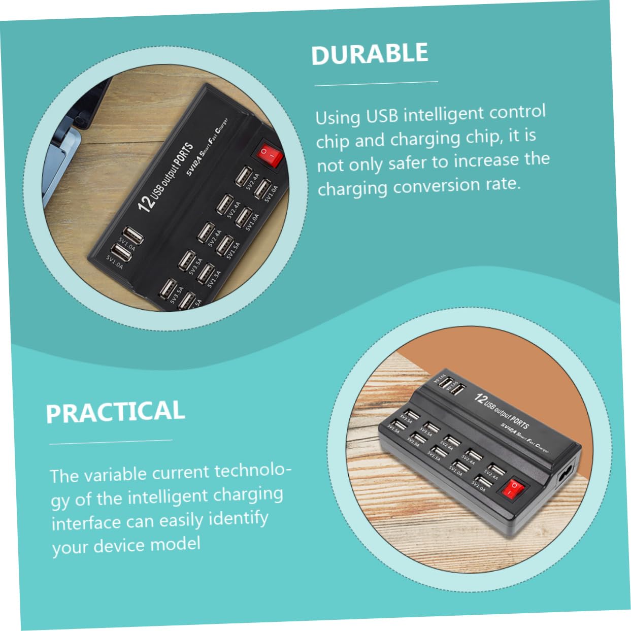 OSALADI 1ensemble Station De Charge USB Ports Intelligent avec Surtension pour Téléphones Tablettes Et Appareils Numériques Chargeur Multiple Prise Murale Européenne