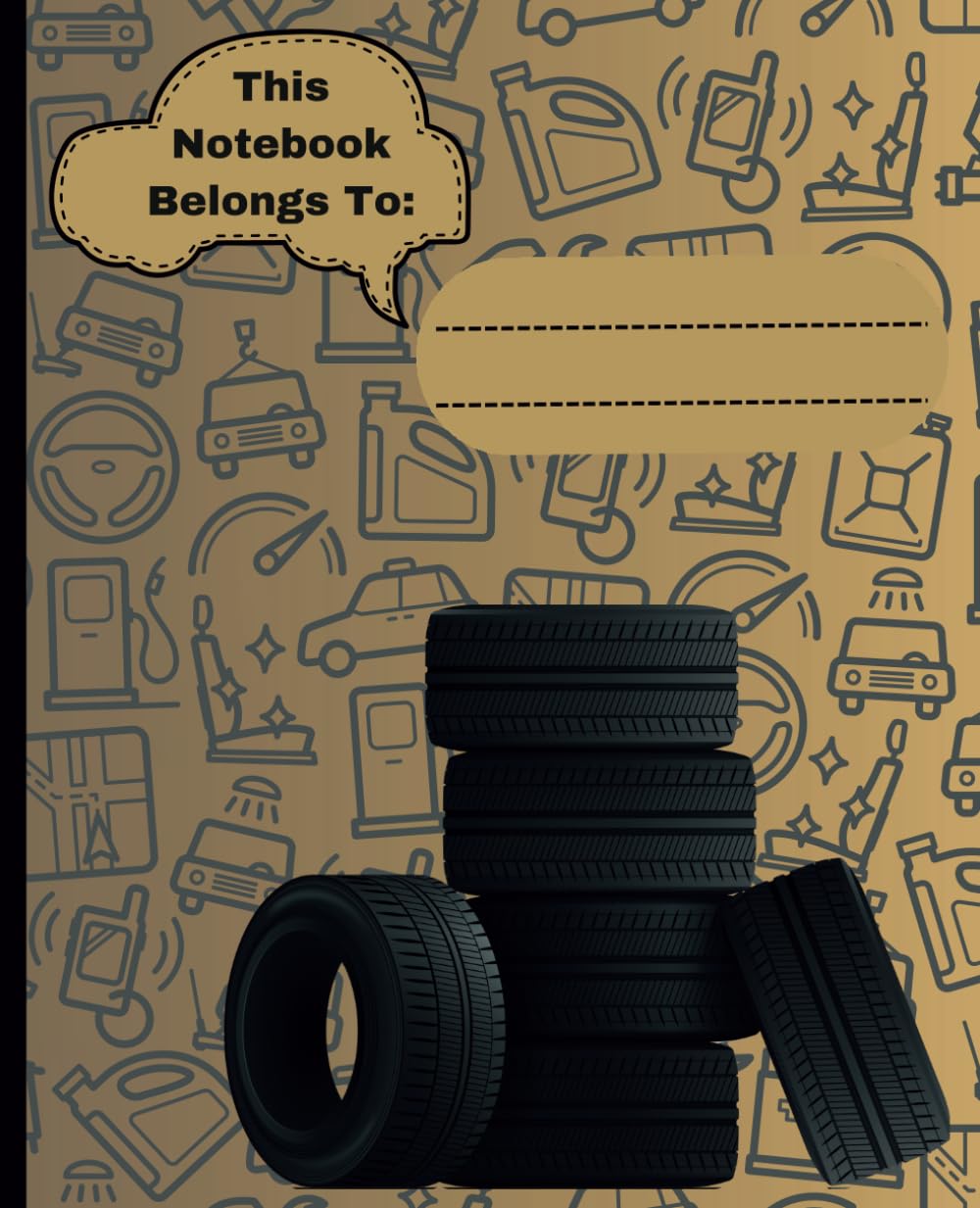 Auto Parts Composition Notebook for Car Enthusiasts, Tires Journal: College Ruled, for Kids, Teens, Students, and Adults. 110 Pages, 7.50 x 9.25 in