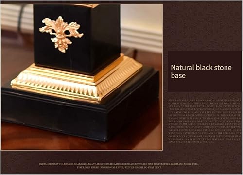 Miniatura 6 de JITEM Lámpara de Mesa Lámpara de mesa estilo europeo de mármol con pantalla de tela negra para sala de estar, dormitorio, E27, lámpara de mesita de