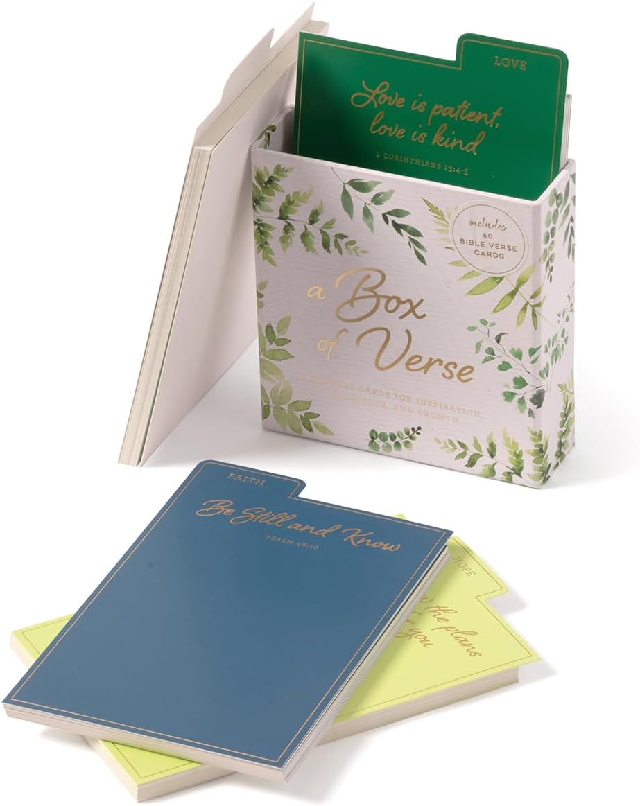WORLD TRAVELER Eccolo Box Of Verse - 60 Scripture Cards with 4 Tabbed deviders for Faith, Hope, Love and Comfort