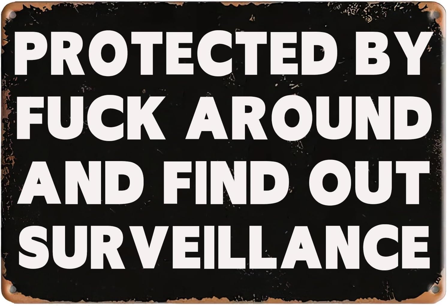 SMAZDFXX Yard Signs,Metal Warning Sign Protected byAround and FindSurveillance Funny No Trespassing Tin Signs for Home Garden Yard Bar Pub Outdoor Man Cave Decor 5.5"x8"