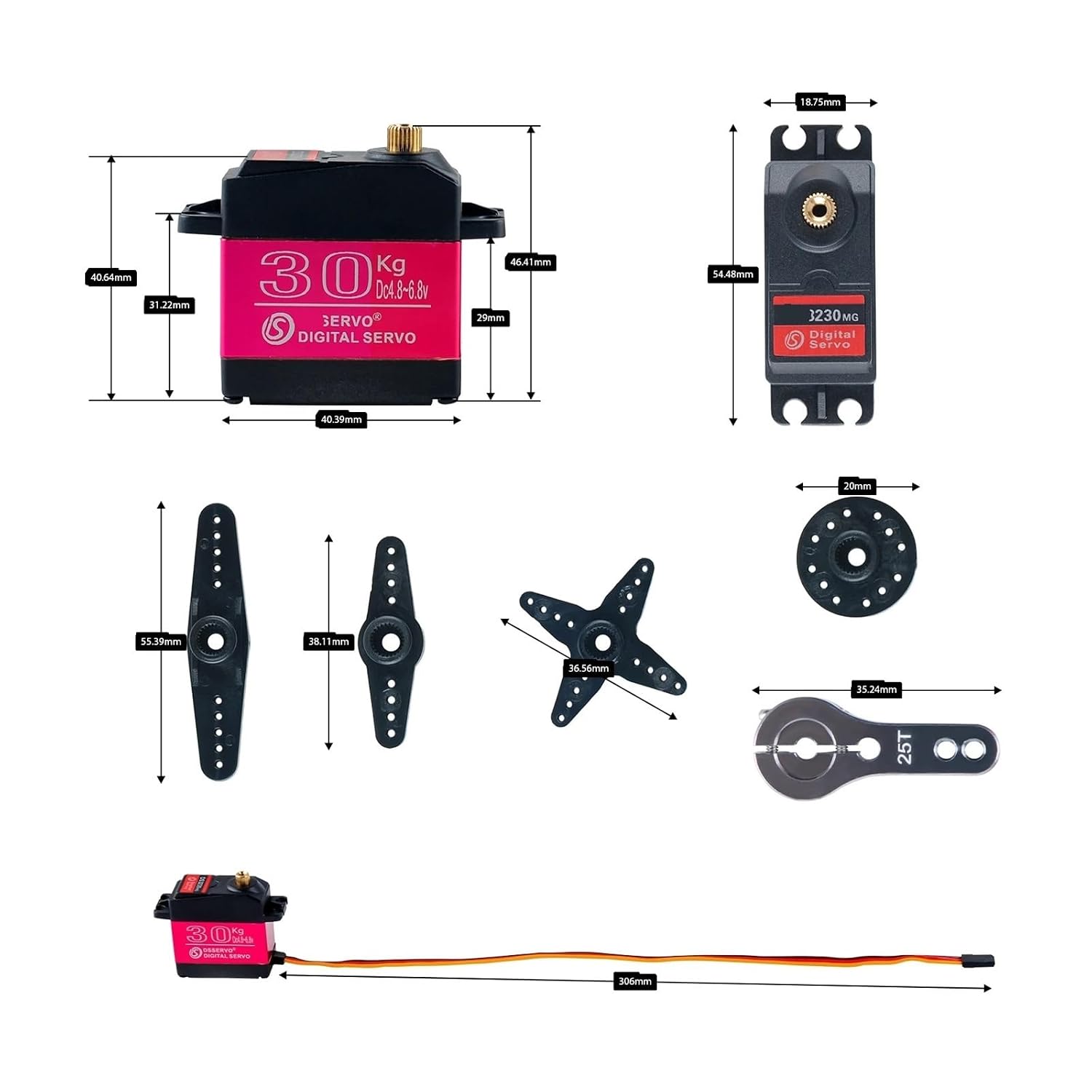 S3230 30Kg High Torque Servo Motor(2PCS 270 Degree)
