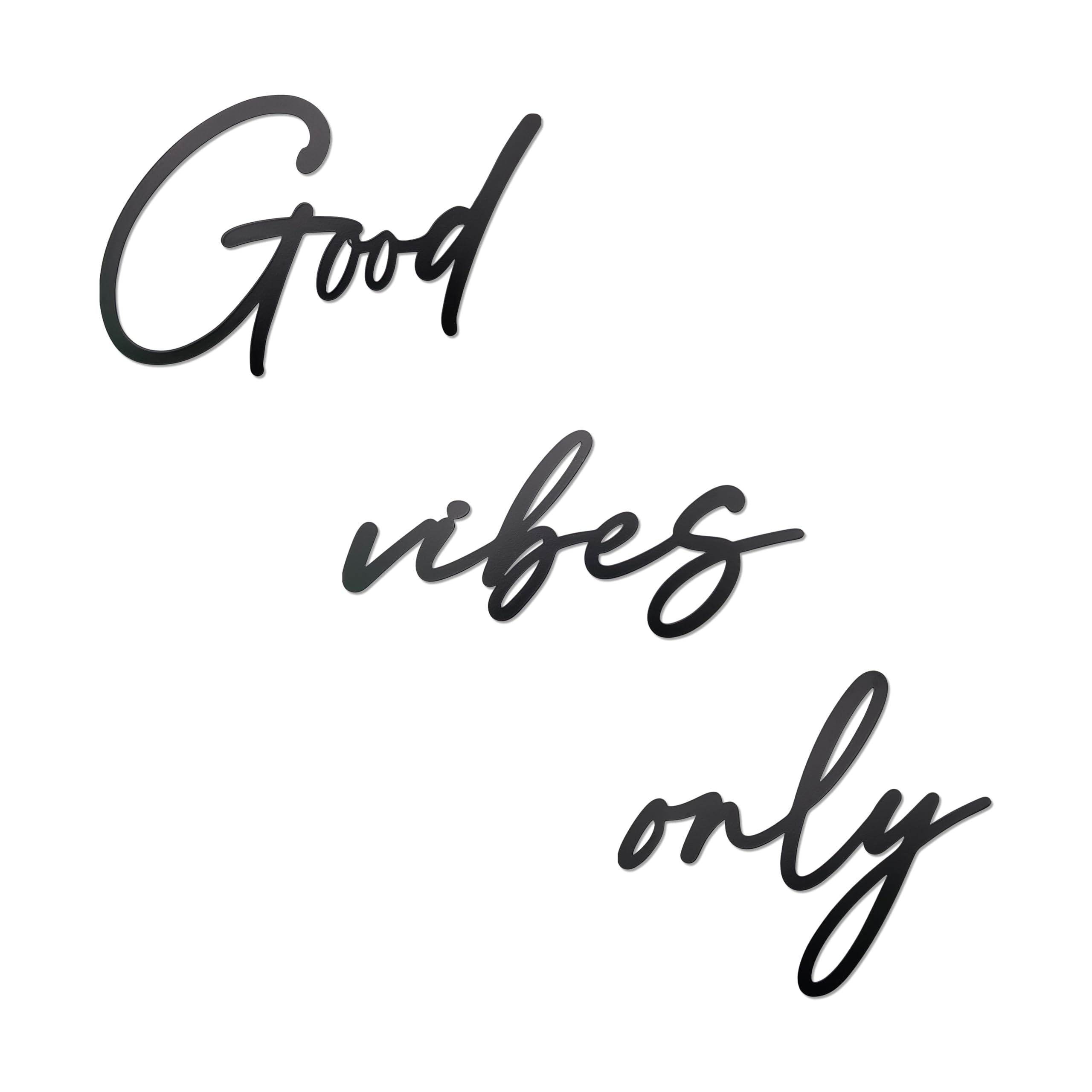 Good Vibes Only Sign Black Metal Wall Art - Minimalist Home & Office Decor for Bedroom/Living Room, Inspirational Metal Letters Wall Decoration with Black Finish