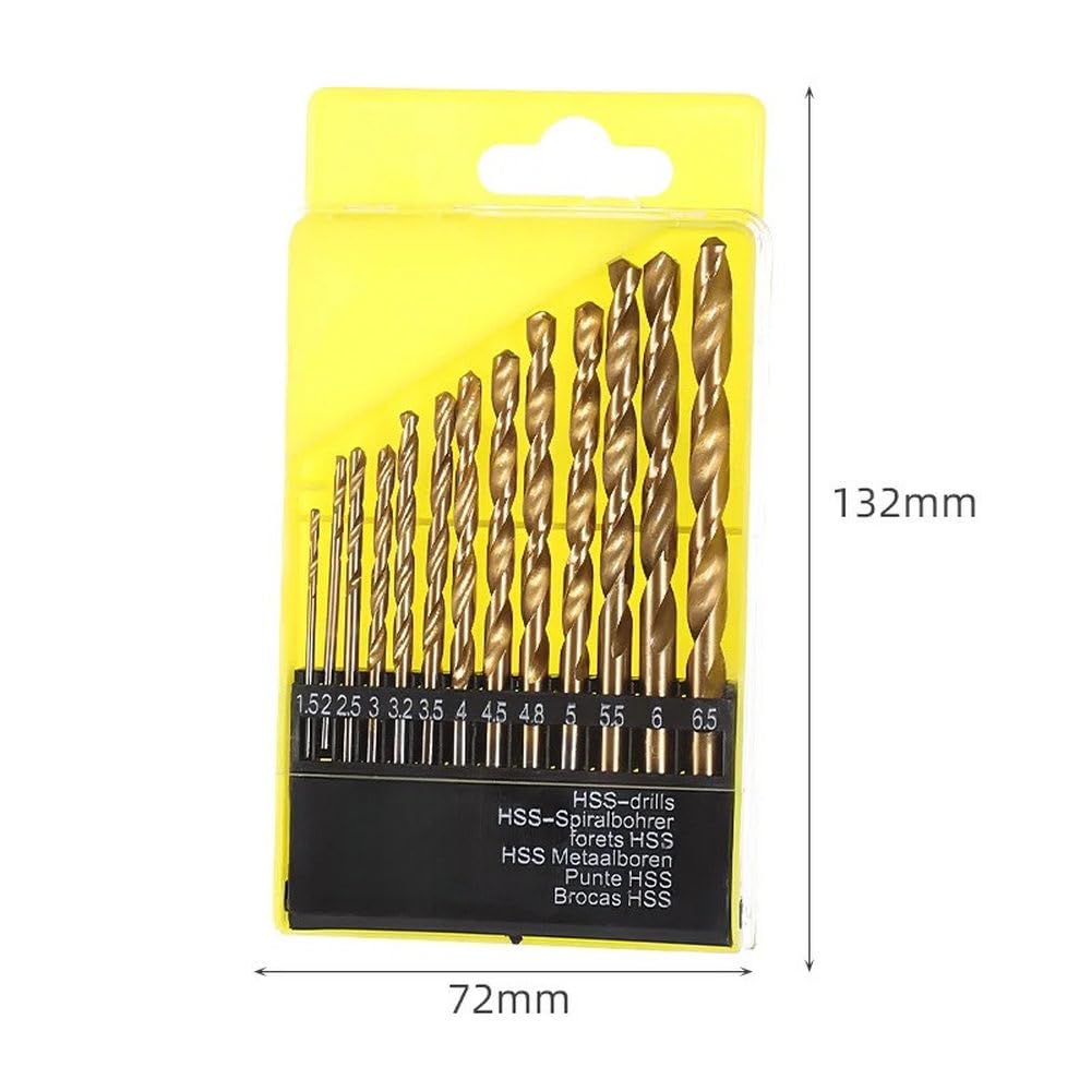 13pcs M35 cobalto Twist Drill Bit Set Round Shank Legno Trapano, Oro, 13pcs