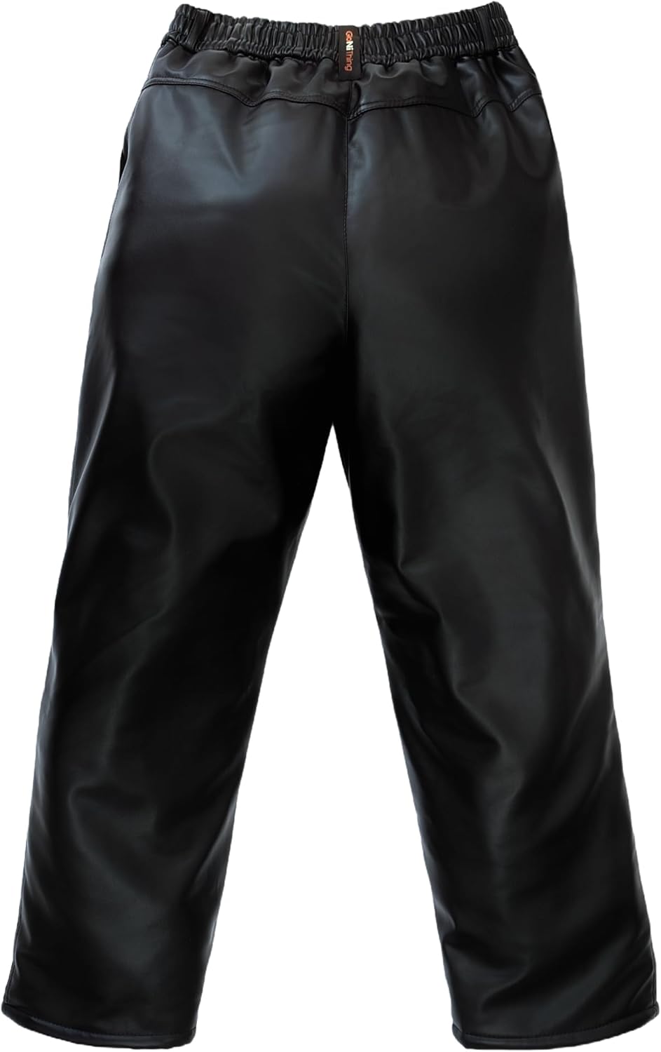 Mens Leather Pants,Black Leather Pants Men with Elastic Waist Fashion Casual Faux Leather Pants for Winter - Image 7