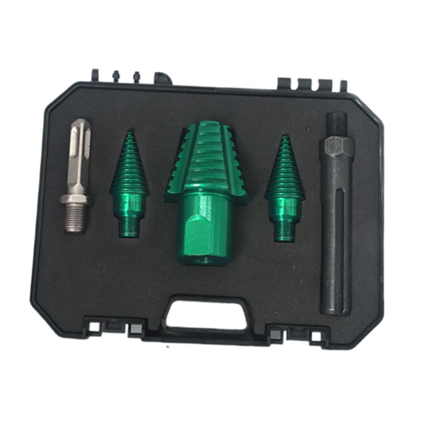 Juego de 5 Piezas Broca para Partir Leña Cono Divisor de Troncos Herramienta de Astillado Y Punta para Rajar Fabricada en Acero Resistente para Uso E, Mango Cuadrado