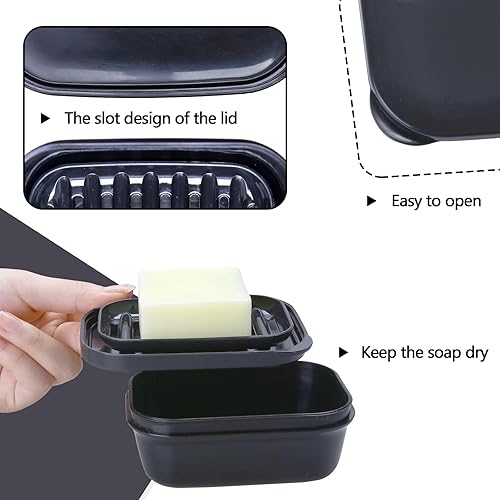 Miniatura 6 de Paquete de 1 contenedor de viaje de jabón, estuche portátil para jabón, caja de jabón a prueba de fugas, plato ahorrador de jabón con tapa, soporte