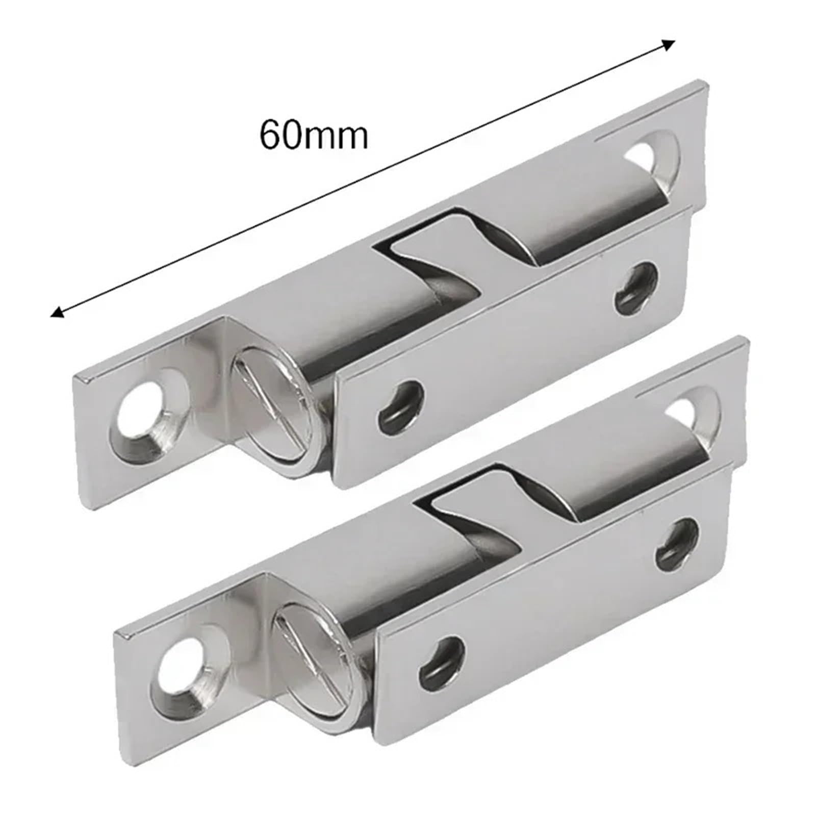 Türschnäpper für Möbeltüren, Kugelriegel, Messing, Doppelrollenfeder-Kugelschnäpper für Schrank, Schrank, Tür, verstellbarer Spannriegel (60 mm), 50 Stück