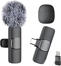 New Furry K8 Mic Wireless Lavalier Microphone with Noise Canceling Microphone for Collar Compatible with All Smartphones for Podcast, Vlogging, Clip-on for YouTube, Singing, Video Recording
