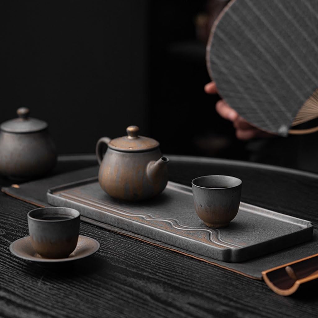 Zestaw do herbaty Gongfu w stylu retro, taca na suchą herbatę, mała herbata, chiński styl, ceramiczny zestaw do herbaty Kung Fu, taca na herbatę, jednowarstwowa taca na suchą herbatę, taca na herbat