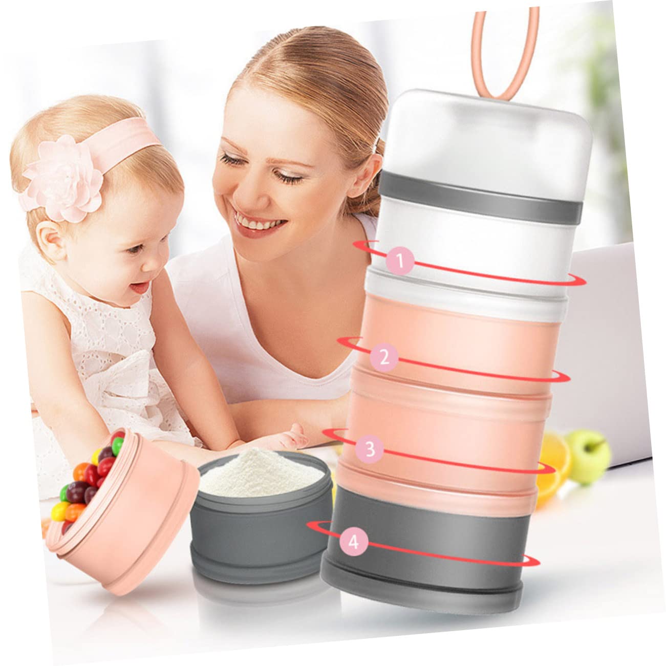 BESPORTBLE Dispenser 4-Layer Design Portable Milk Powder Box for Freshness Accessories Storage
