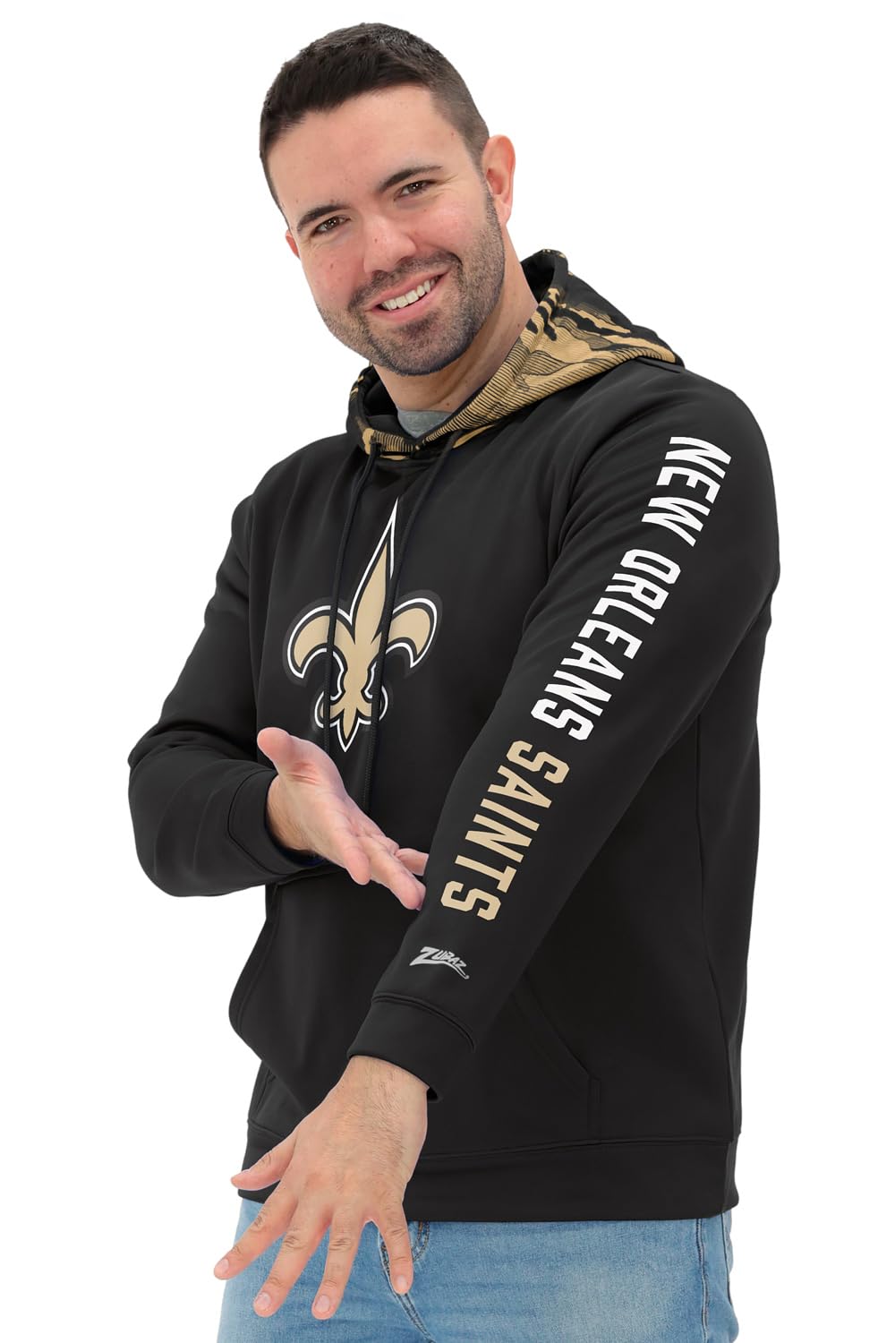 Zubaz NFL Football Men's Solid Team Hoodie with Camo Lined Hood and Sleeve Graphic — view 113